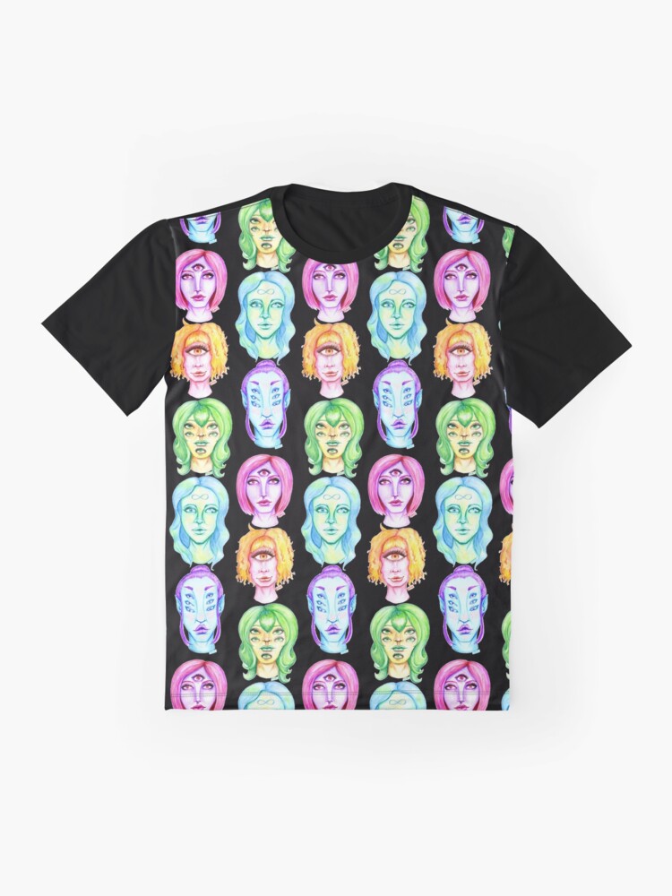 Alternate view of Rainbow of Beautiful Monsters Graphic T-Shirt