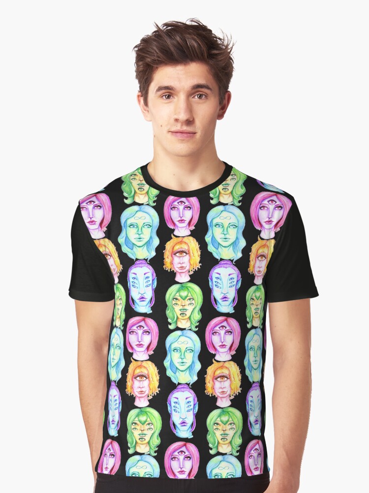 Thumbnail 1 of 5, Graphic T-Shirt, Rainbow of Beautiful Monsters designed and sold by Leanore.