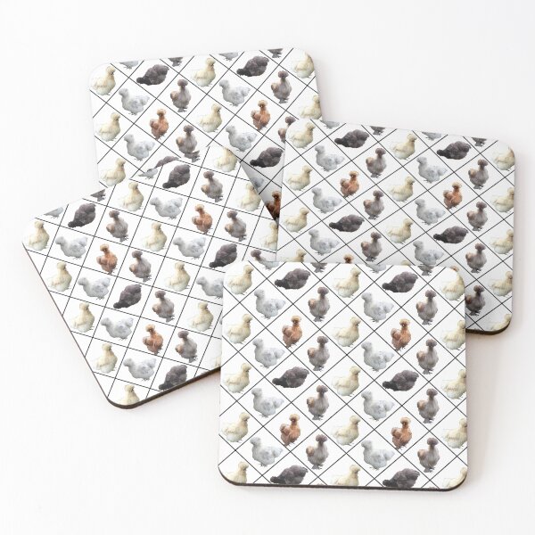 Item preview, Silkie Bantams on White Diamonds designed and sold by StandoutSilkies.