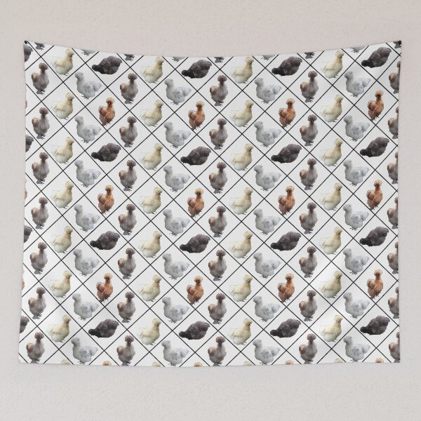 Item preview, Silkie Bantams on White Diamonds designed and sold by StandoutSilkies.