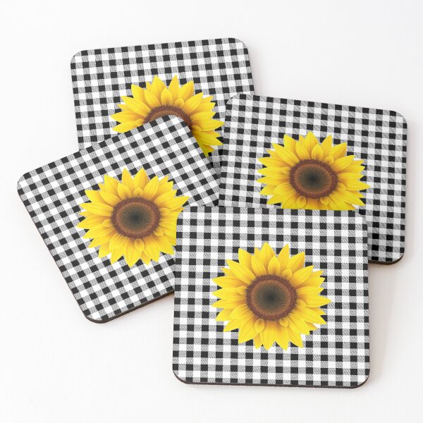 Item preview, Black White Gingham Sunflower designed and sold by WildHoneyDesign.