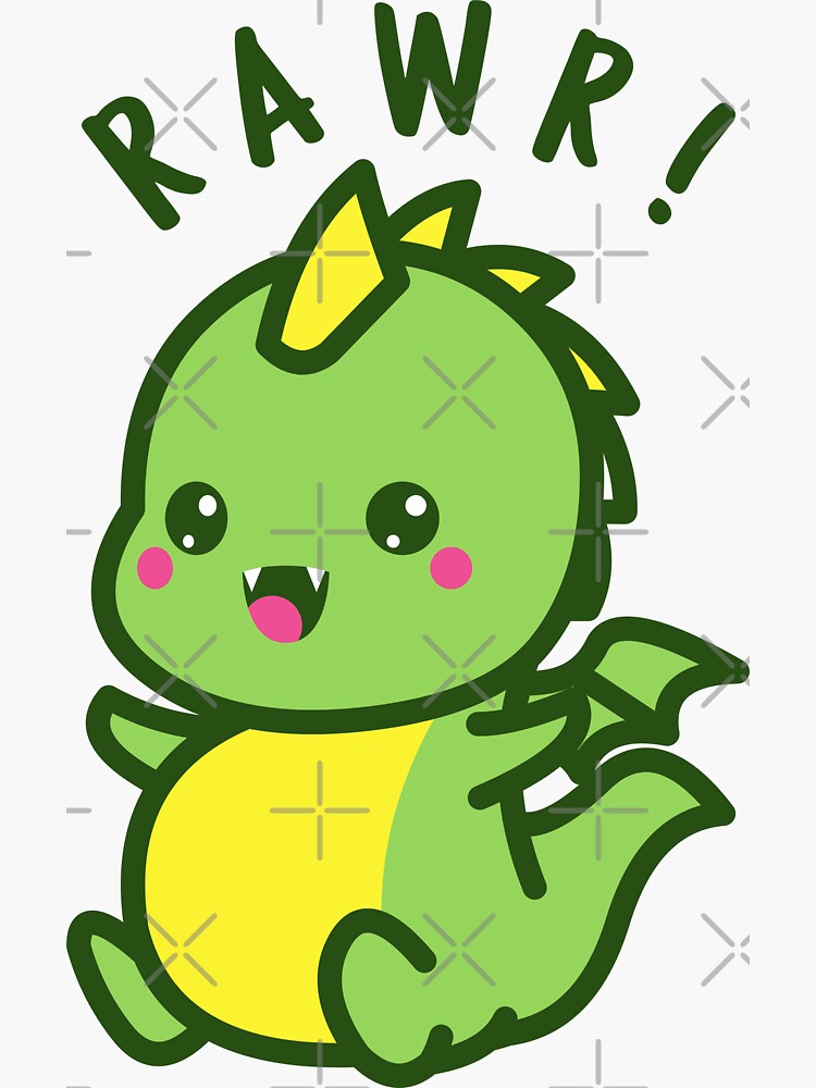 "Rawr! Cute Kawaii Dinosaur - Cute Baby Dino" Sticker for Sale by
