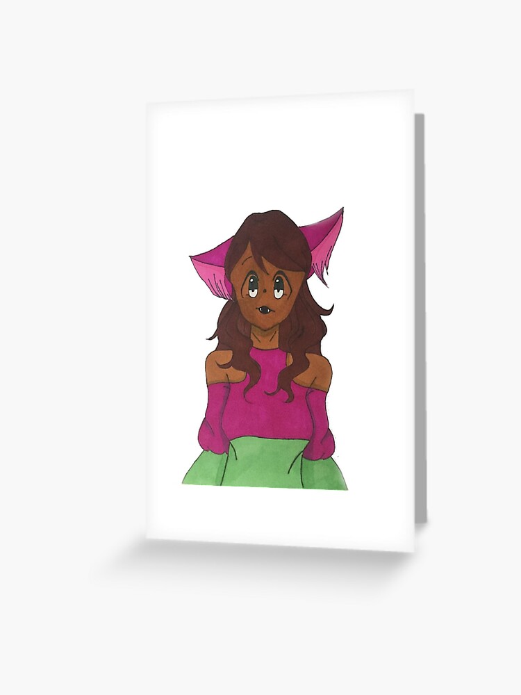 Anime Wolf Girl Grusskarte Von Introvertcafe Redbubble