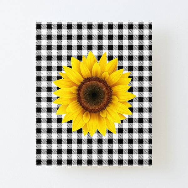 black and white checkered with sunflowers