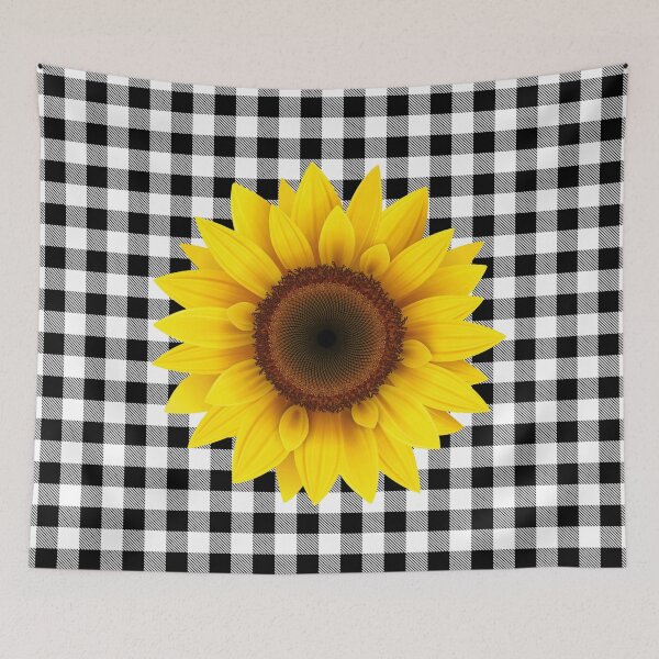 Item preview, Black White Gingham Sunflower designed and sold by WildHoneyDesign.