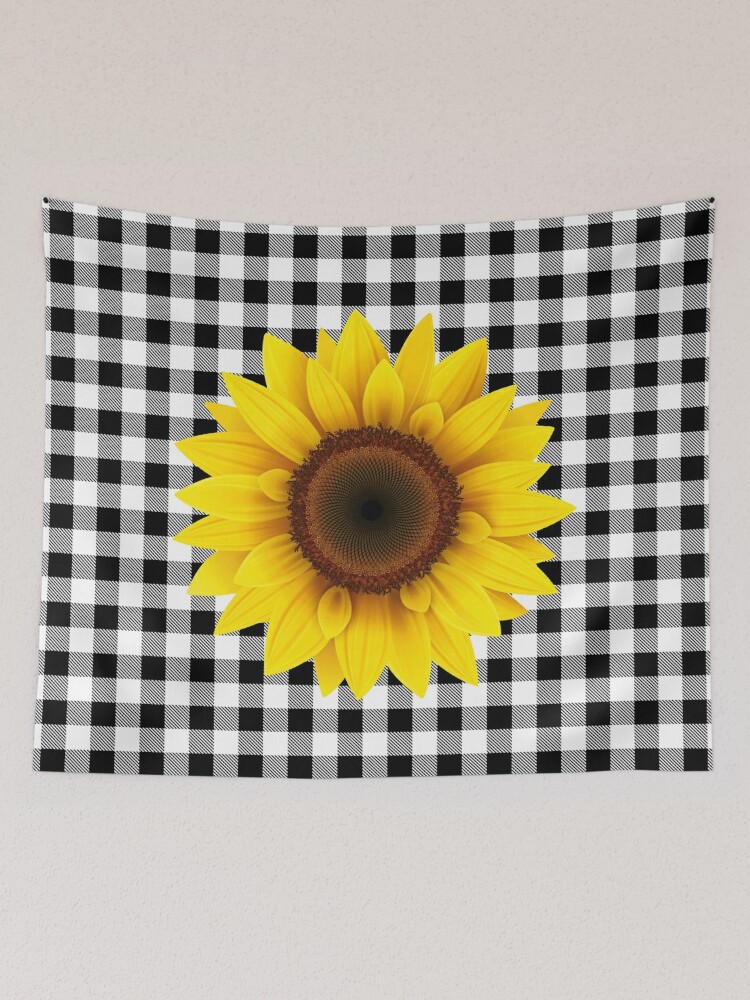 Black White Gingham Sunflower