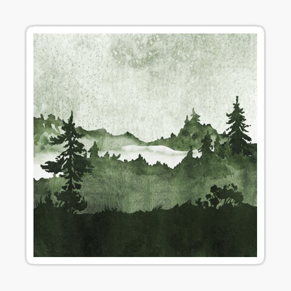 Item preview, Watercolor Forest Scene Green designed and sold by Brighterbykate.