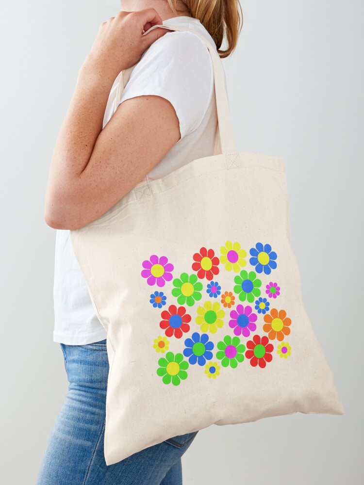 Hippy Flower Daisy Spring Pattern Tote Bag