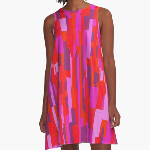 Retro 60s Crackle Glass Pattern, Party Disco A-Line Dress