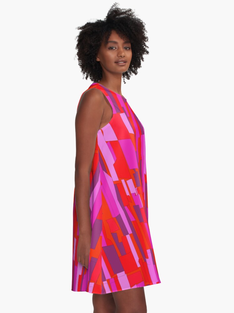 Alternate view of Retro 60s Crackle Glass Pattern, Party Disco A-Line Dress