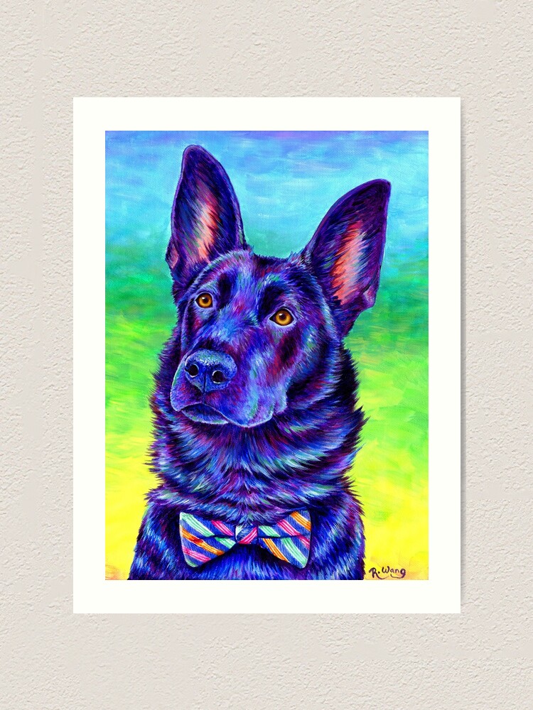 Alternate view of Colorful Black German Shepherd Dog Art Print