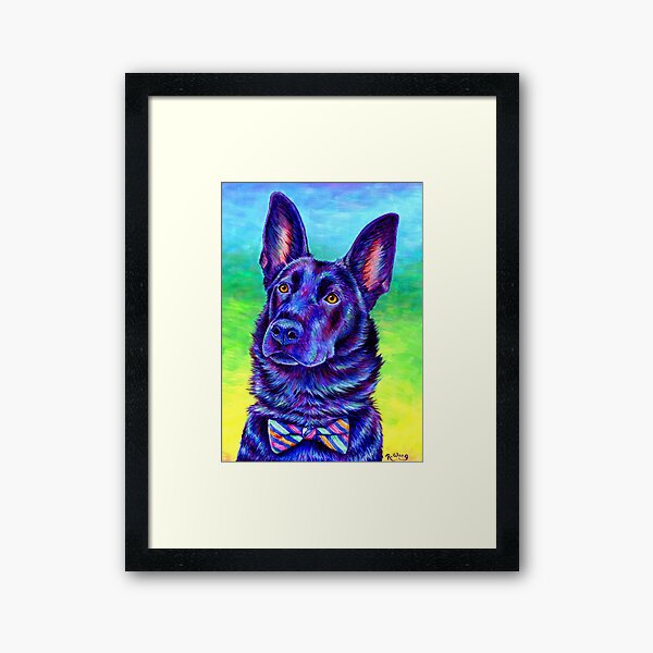 Vista previa del artículo con la obra «Perro pastor alemán negro colorido», diseñado y vendido por Rebecca Wang.
