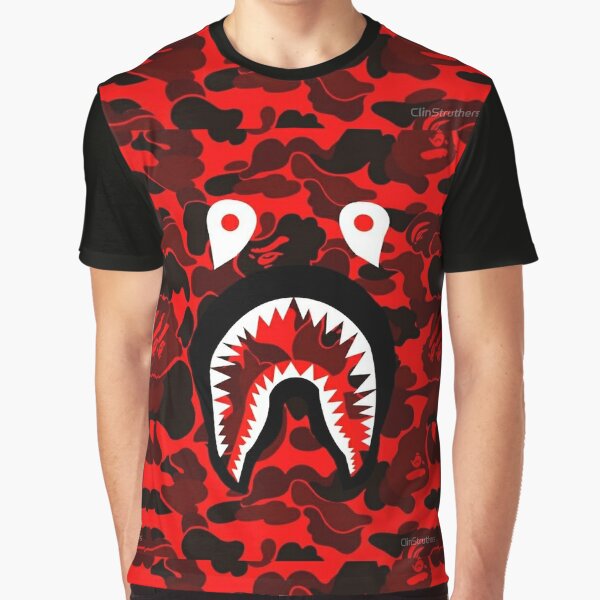 Black Bape T Shirts Redbubble - bape red and black camo roblox