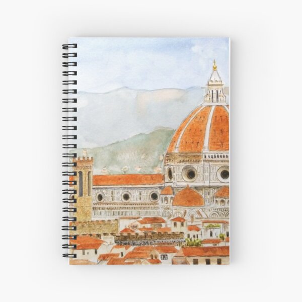 Italy Florence Cathedral Duomo watercolor painting with background Spiral Notebook