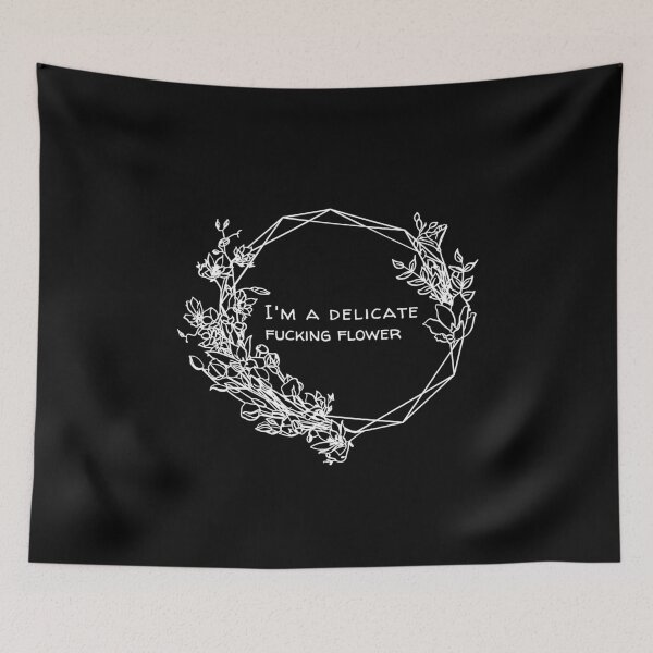 Item preview, I Am A Delicate Flower Funny Floral w/ Black Background  designed and sold by AlwaysGrowing.
