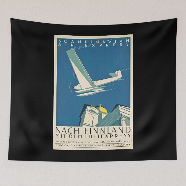 Item preview, Nach Finnland mit dem Luftexpress vintage travel poster designed and sold by stickart-marek.