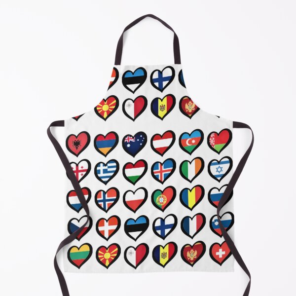 Eurovision Song Contest Flags Hearts ESC EBU Eurofans Apron
