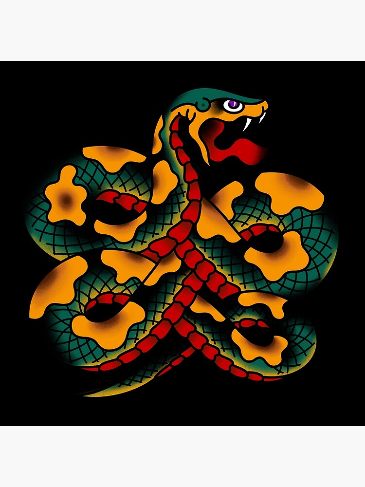 Aufgerollte Schlange Grusskarte Von Inkedeagle Redbubble