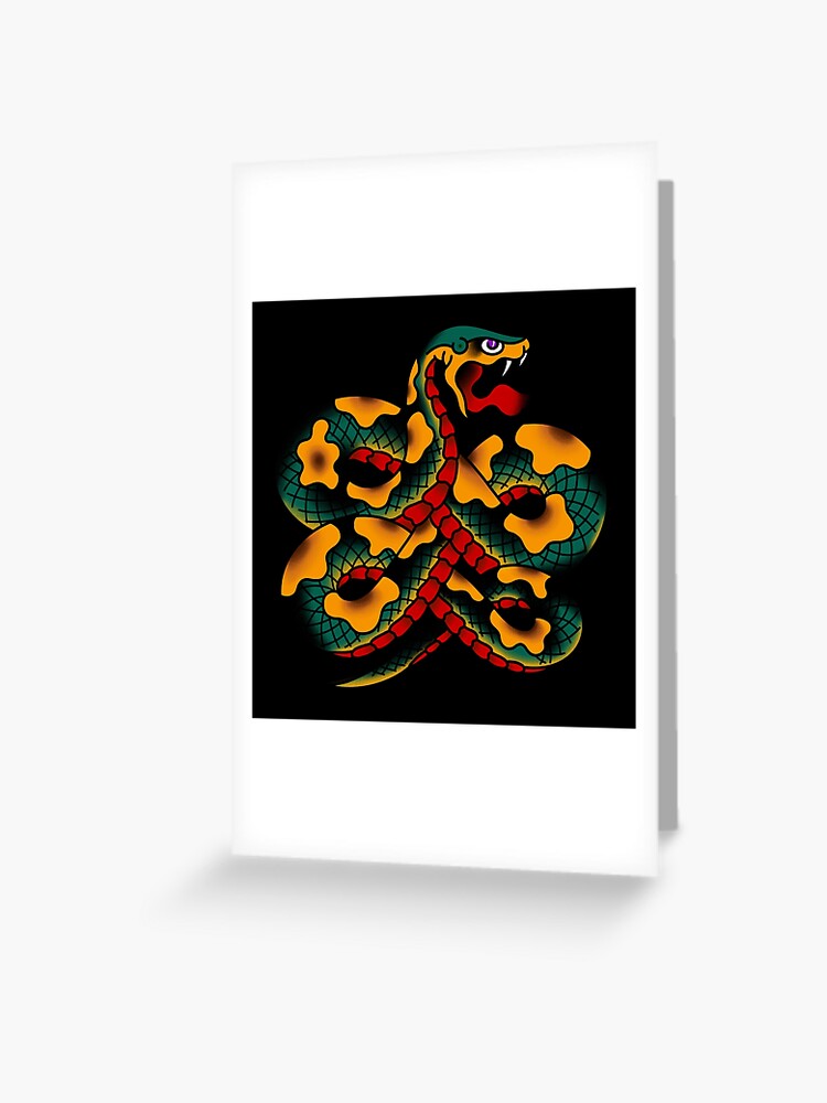 Aufgerollte Schlange Grusskarte Von Inkedeagle Redbubble