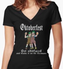 Oktoberfest Get Shit Faced Women's Fitted V-Neck T-Shirt