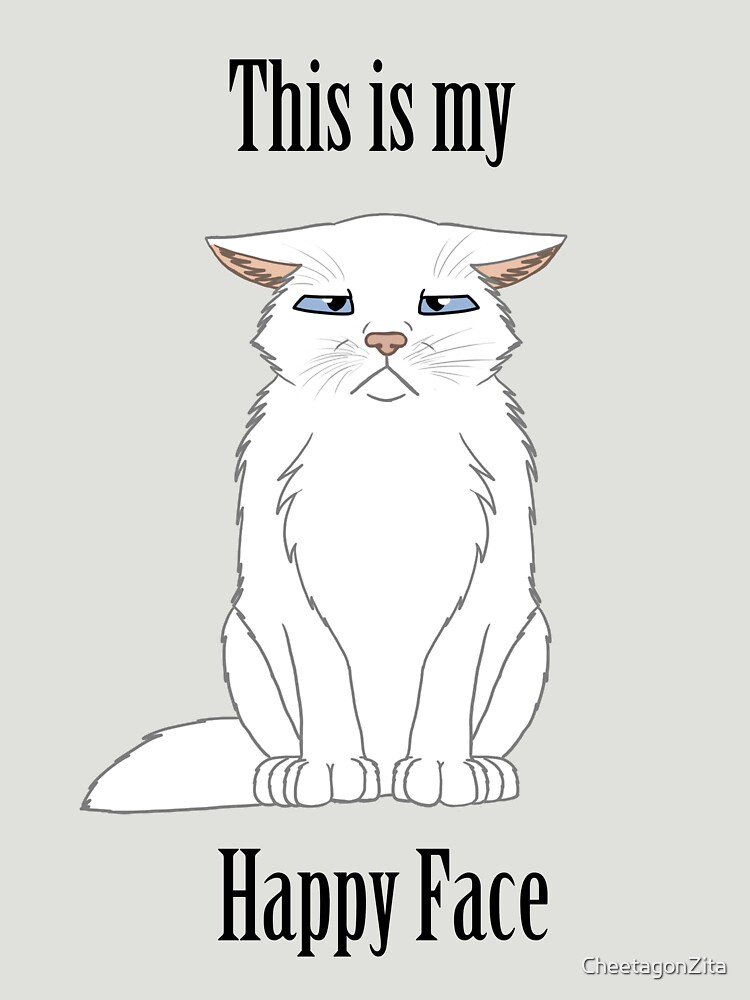 Happy Face - White Cat by CheetagonZita