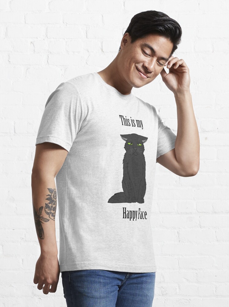 Alternate view of Happy Face - Black Cat Essential T-Shirt