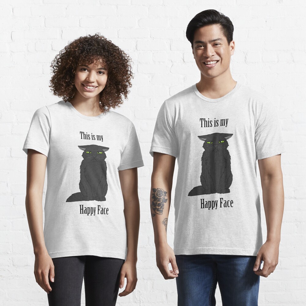 Happy Face - Black Cat Essential T-Shirt