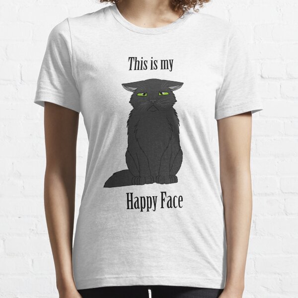 Happy Face - Black Cat Essential T-Shirt