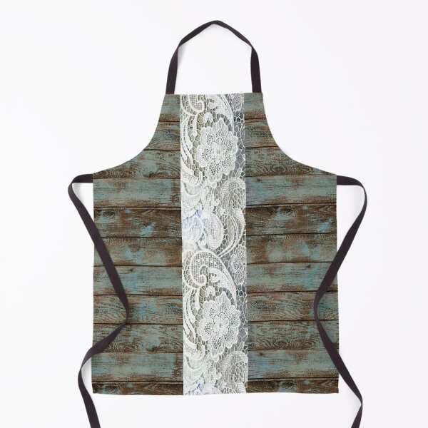 Item preview, Western Country distressed blue Barn Wood white Lace designed and sold by LEILA ART SPACE.