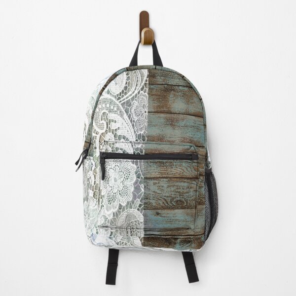 Item preview, Western Country distressed blue Barn Wood white Lace designed and sold by LEILA ART SPACE.