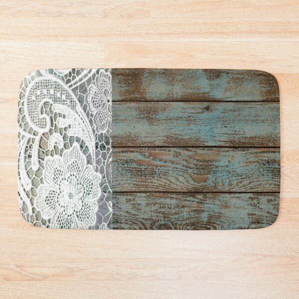 Item preview, Western Country distressed blue Barn Wood white Lace designed and sold by LEILA ART SPACE.