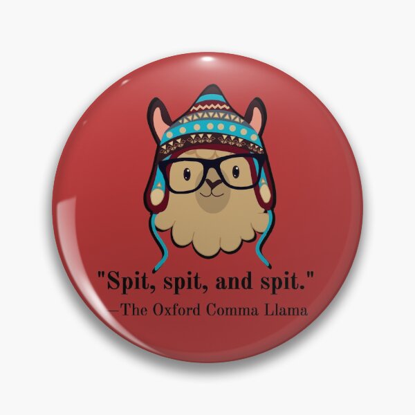 Item preview, Oxford Comma Llama black text spit red designed and sold by GrammarDance.
