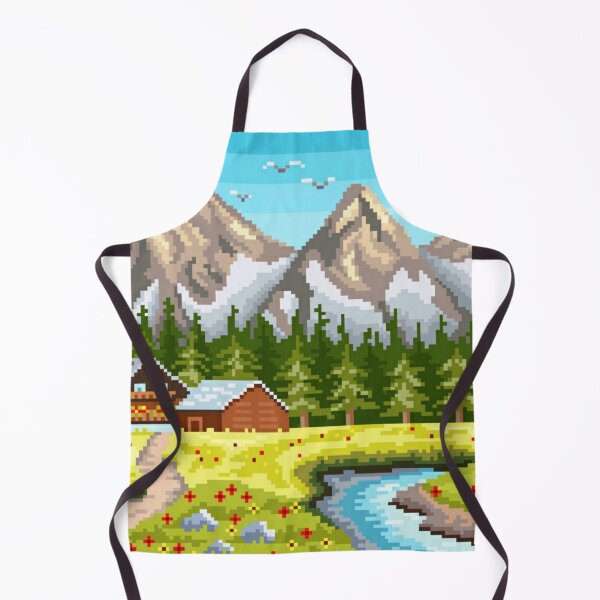 Aperçu de l'œuvre Cabane en bois pixélisée au pied des montagnes enneigées créée et vendue par HopeDetour.