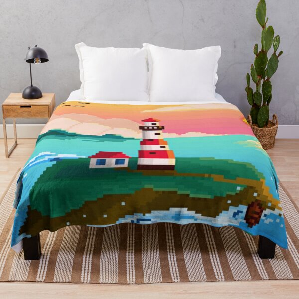 Item preview, Pixelated Lighthouse in Sunset Background designed and sold by HopeDetour.