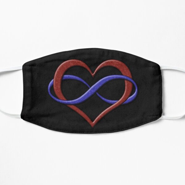 Polyamory Infinity Heart Symbol in Pride Flag Colors Flat Mask