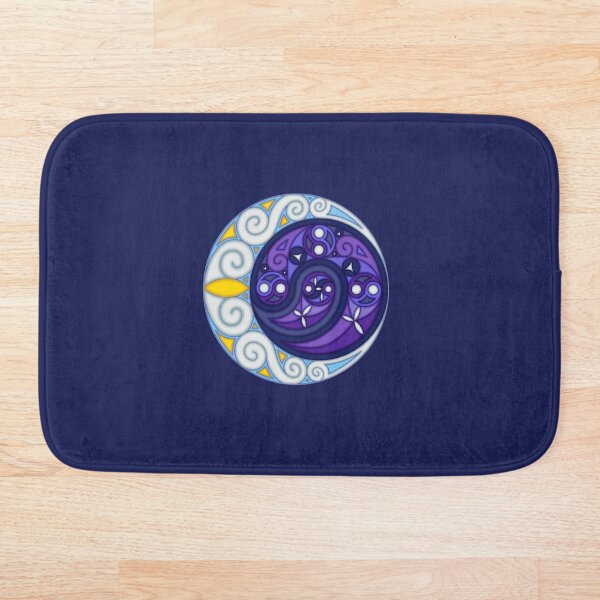 Celtic Cescent Moon - Celestial Spiral Design Bath Mat