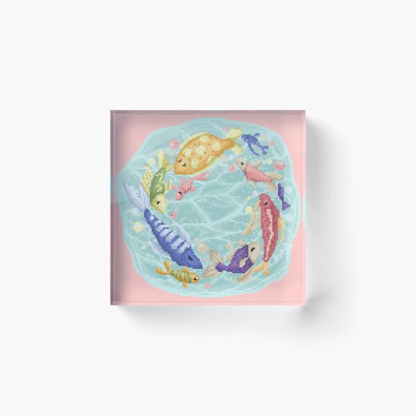 Item preview, Pixelated Fishes Playing,Running on Circle designed and sold by HopeDetour.