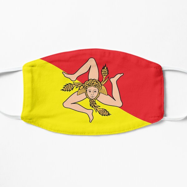 Sicilian Bandiera - Flag of Italian Island Sicily - T-Shirt Bedspread Flat Mask