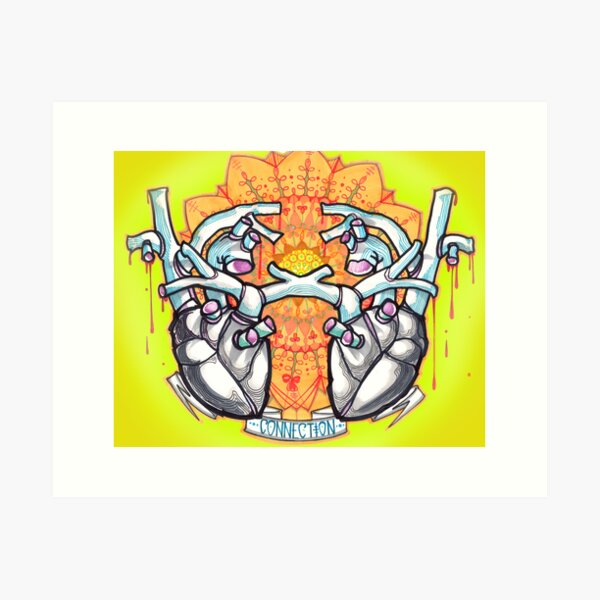 two hearts, psychedelic whovian tattoo art Art Print