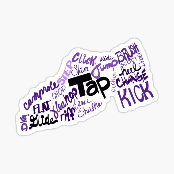 Dance Shoe Filled with Tap Terms Shades of Purple Sticker