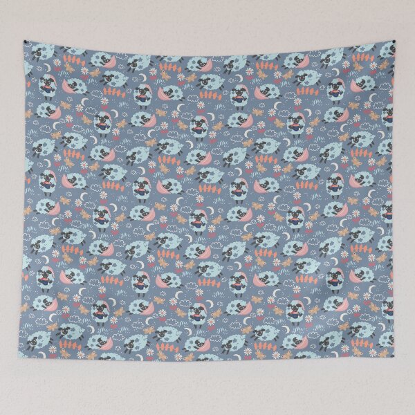Item preview, pattern of cute sleepy lambs designed and sold by burbura.