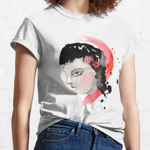 Blushing Watercolor Girl Classic T-Shirt