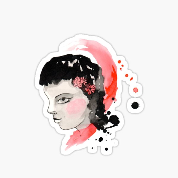 Blushing Watercolor Girl Sticker