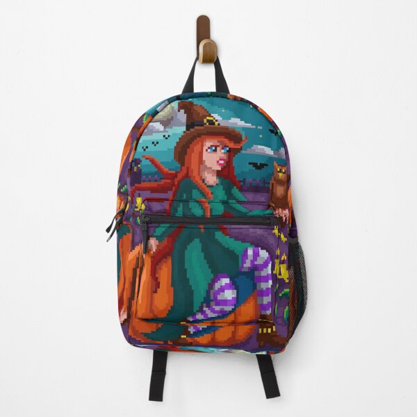 Item preview, Pixelated Witch Girl, Her Owl and Pumpkin Farm designed and sold by HopeDetour.