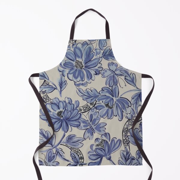 Item preview, Cream and Blue Chinese Flowers designed and sold by Leslie Rogers Todder.
