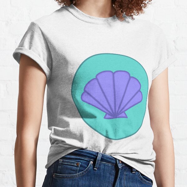  Mermaid Seashell Bra Purple Shells Cartoon Graphic T-Shirt :  Clothing, Shoes & Jewelry
