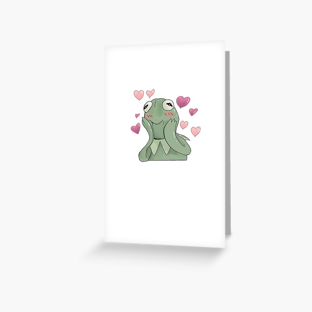 Kermit Hearts Aesthetic Drawing Greeting Card By Tired Willow Redbubble