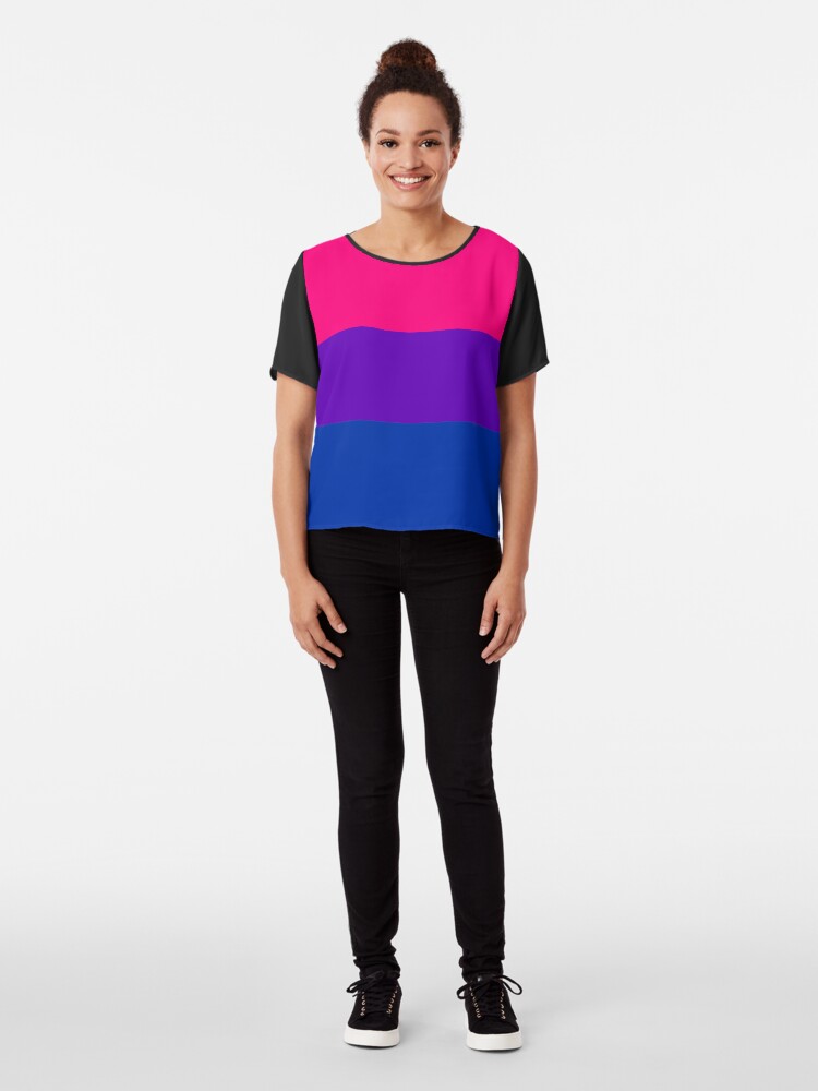 Alternate view of Solid Bisexual Pride Flag Chiffon Top