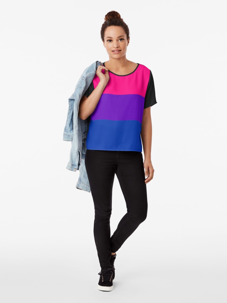 Alternate view of Solid Bisexual Pride Flag Chiffon Top