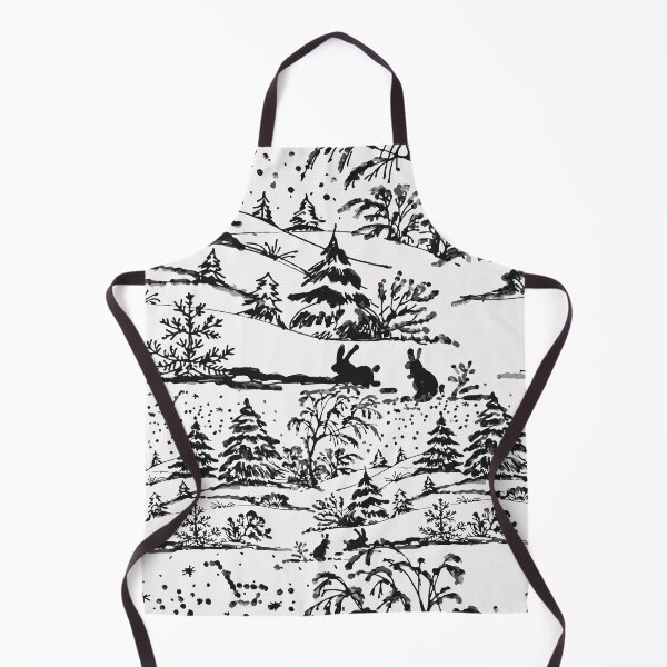 Item preview, Winter Bunny Rabbit in the Woods Watercolor Toile in Black and White designed and sold by Pink Pineapple Works.